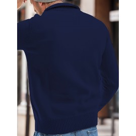 Cool Knitted Sweater For Men, Men's Casual Retro Half Zipper Pullover Knit Sweater Streetwear For Winter Fall, As Gifts
