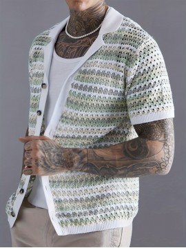 Spring/Summer Men's Leisure Sports Fashion Hollow Knitted Top