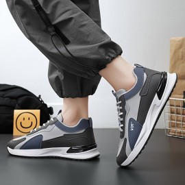 Men's Trendy Vintage Breathable Sneakers, Comfy Non Slip Casual Lace Up Shoes For Men's Outdoor Activities