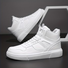 Men's Skate Shoes With Good Grip, PU Leather Lace-up Sneakers, Men's Footwear