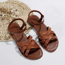 Women's Summer Crisscross Flat Sandals - Comfortable Slip On Beach Shoes